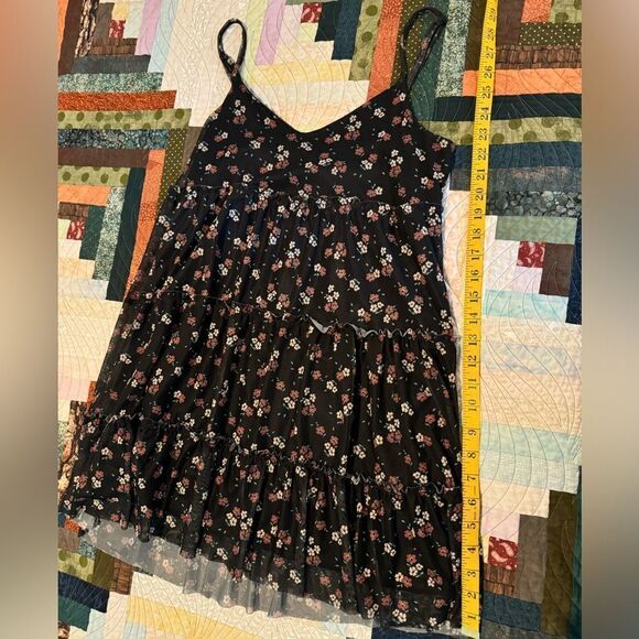 Sky & Sparrow black floral print mini dress Size Medium - Picture 5 of 9